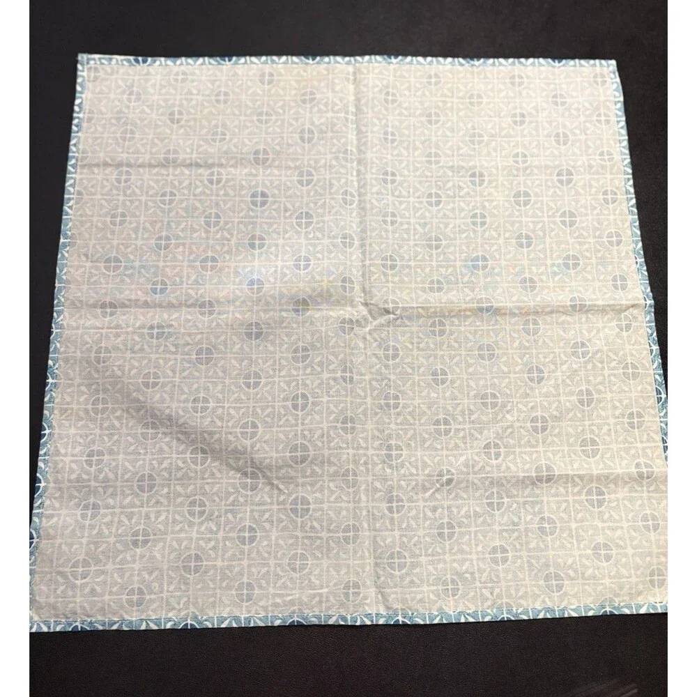 Retro Indigo Blue Cloth Medallion Napkins Set of 4 Coastal Nautical Beach 18”